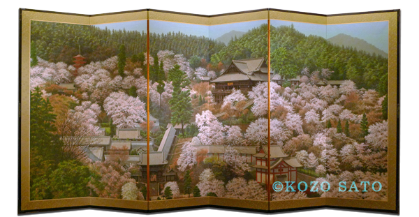 「春の長谷寺屏風」4043 x 1818 mm 2011年制作 北海道岩見沢市 長高寺蔵