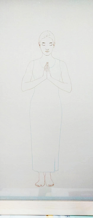 日本画家　佐藤宏三「祈り〜阿修羅」「Prayer ~ Asura」下図　トレース