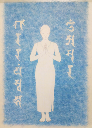 日本画家　佐藤宏三「祈り〜阿修羅の娘」「Prayer ~ Asura」表彩色　ワンピース