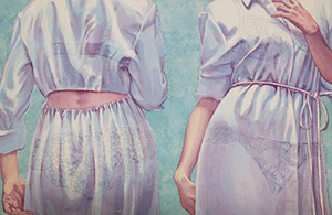 日本画家　佐藤宏三「煩悩」「desires」表彩色　アンダーウェア　underwear　描写