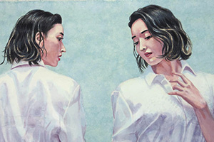 日本画家　佐藤宏三「煩悩」「desires」表彩色　肌のアクセント