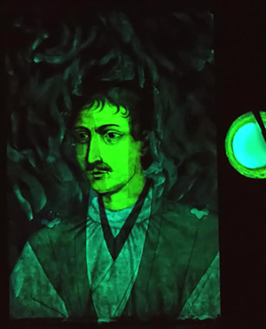 日本画家　佐藤宏三 空想歴史人物画「織田信長」Oda Nobunaga-Giordano Bruno 信長　蓄光顔料