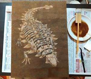 日本画家 佐藤宏三　恐竜復元 dinosaur restoration ズール　Zuul　彩色