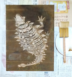 日本画家 佐藤宏三　恐竜復元 dinosaur restoration ズール　Zuul　彩色