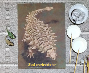 日本画家 佐藤宏三　恐竜復元 dinosaur restoration 【Hidden Art】「ズール　Zuul crurivastator」