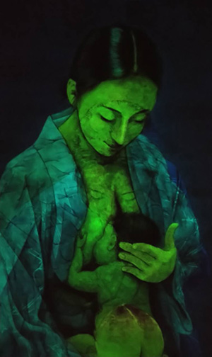 日本画家　佐藤宏三 Hidden Art「真説 桃太郎」表彩色　微調整