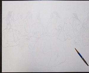 日本画家 佐藤宏三 Hidden Art「耳無し芳一」其壱 鉛筆で下図制作開始