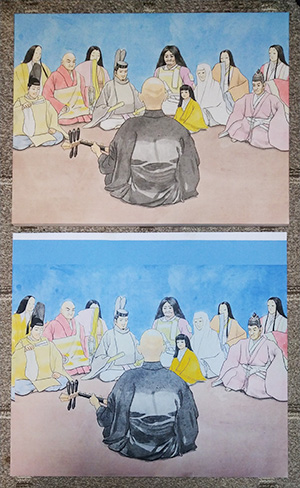 日本画家 佐藤宏三 Hidden Art「耳無し芳一」其壱 下図原画とPC修正下図