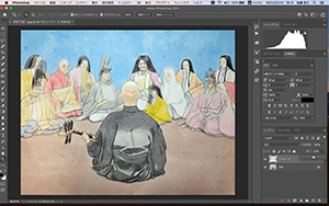 日本画家 佐藤宏三 Hidden Art「耳無し芳一」其壱 Photoshop修正 レイヤー比較