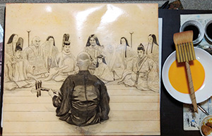 日本画家 佐藤宏三 Hidden Art「耳無し芳一」其壱 ブリリアントローズとガンボージ