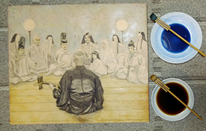 日本画家 佐藤宏三 Hidden Art「耳無し芳一」其壱 背景と床の彩色