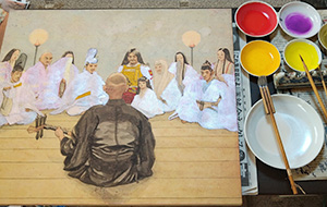 日本画家 佐藤宏三 Hidden Art「耳無し芳一」其壱 下図彩色