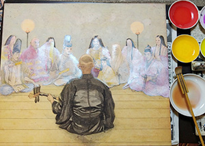 日本画家 佐藤宏三 Hidden Art「耳無し芳一」其壱 下図彩色