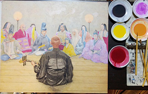 日本画家 佐藤宏三 Hidden Art「耳無し芳一」其壱 下図彩色