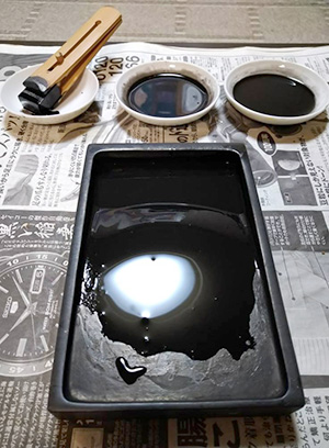 日本画家 佐藤宏三 Hidden Art「耳無し芳一」其弐 本画彩色 濃淡三段階の墨汁