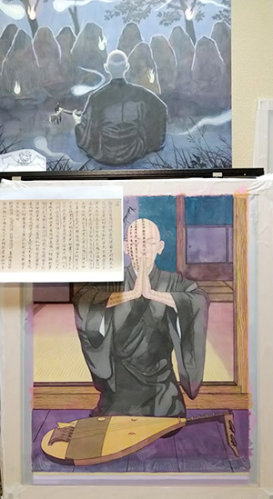 日本画家 佐藤宏三 Hidden Art「耳無し芳一」其弐 本画彩色 濃墨にて般若心経