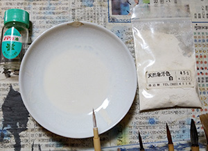 日本画家 佐藤宏三 Hidden Art「耳無し芳一」其弐 平家琵琶の描写 天然象牙色、新しく筆下ろしした面相筆、これにハッカ油を一滴