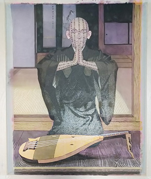 日本画家 佐藤宏三 Hidden Art「耳無し芳一」其弐 蓄光顔料にて裏彩色 下図を外したところ