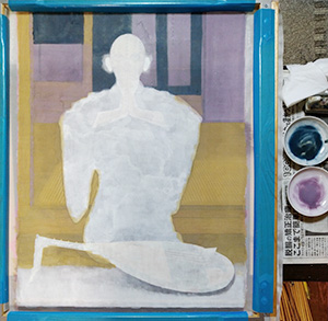 日本画家 佐藤宏三 Hidden Art「耳無し芳一」其弐 岩絵具にて裏彩色