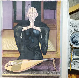 日本画家 佐藤宏三 Hidden Art「耳無し芳一」其弐 電気石で彩色