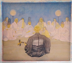 日本画家 佐藤宏三 Hidden Art「耳無芳一」其壱 表の彩色一旦終了