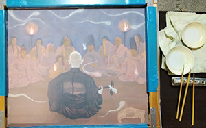 日本画家 佐藤宏三 Hidden Art「耳無芳一」其壱 蓄光顔料による裏彩色