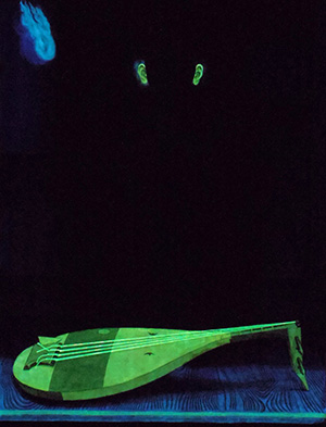 日本画家 佐藤宏三 Hidden Art「耳無し芳一」其弐 照明を消して確認