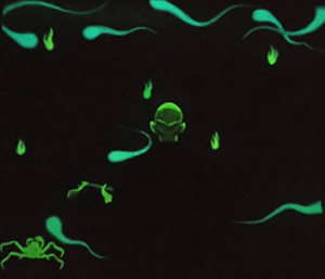 日本画家 佐藤宏三 Hidden Art「耳無芳一」其壱 蓄光顔料による裏彩色