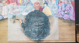 日本画家 佐藤宏三 Hidden Art「耳無し芳一」其壱 裏打ち用の石州紙を貼る