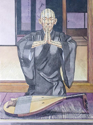 日本画家 佐藤宏三 Hidden Art「耳無し芳一」琵琶の大きさPCにて修正