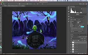 日本画家 佐藤宏三 Hidden Art「耳無し芳一」絵柄の変化PCにてシミュレーション