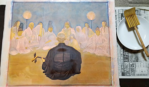 日本画家 佐藤宏三 Hidden Art「耳無し芳一」其壱 軟靭膠素(なんじんこうそ)を溶かしたドーサ引き