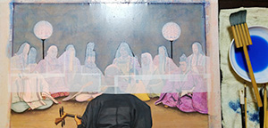 日本画家 佐藤宏三 Hidden Art「耳無芳一」其壱 表彩色 群青棒 マスキング
