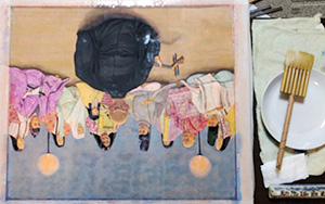 日本画家 佐藤宏三 Hidden Art「耳無芳一」其壱 表彩色 軟靭膠素を薄めたドーサ引き