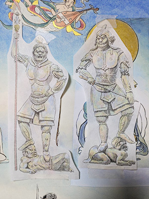 日本画家 佐藤宏三 Hidden Art「地獄極楽変相図」 下図の補完 増長天と持国天