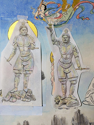 日本画家 佐藤宏三 Hidden Art「地獄極楽変相図」 下図の補完 広目天と多聞天