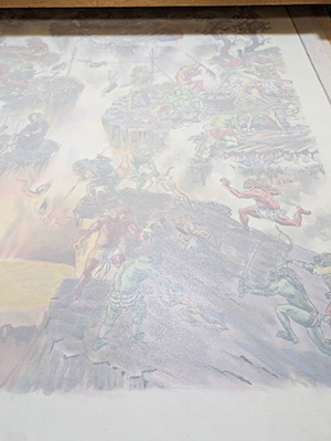 日本画家 佐藤宏三 Hidden Art「地獄極楽変相図」ドーサを引いた絹本表面