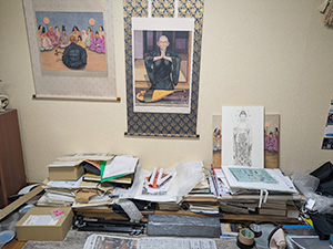 日本画家 佐藤宏三 Hidden Art「地獄極楽変相図」制作準備 乗り板の片づけ