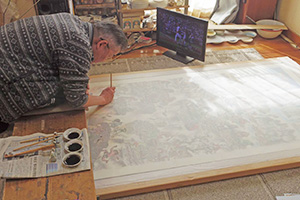 日本画家 佐藤宏三 Hidden Art「地獄極楽変相図」下図のトレース