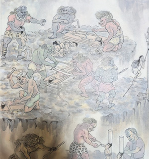 日本画家 佐藤宏三 Hidden Art「地獄極楽変相図」下図のトレース
「黒縄地獄」