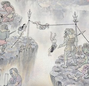 日本画家 佐藤宏三 Hidden Art「地獄極楽変相図」下図のトレース
「黒縄地獄」