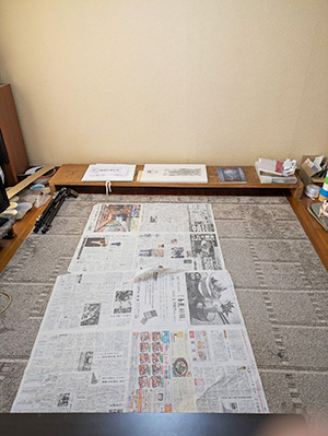 日本画家 佐藤宏三 Hidden Art「地獄極楽変相図」制作準備 乗り板の片づけ