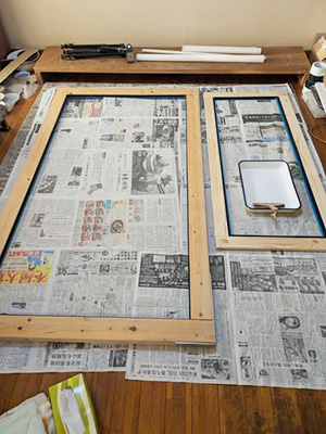 日本画家 佐藤宏三 Hidden Art「地獄極楽変相図」制作準備 絹本張り